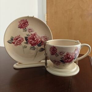 Teleflora Floral Painted Tea Cup & Saucer